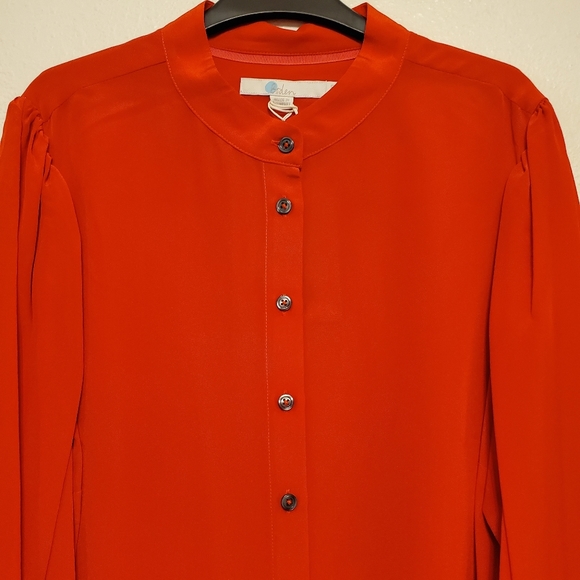 Boden Blouson Sleeve Silk Shirt- Post Box Red - Picture 9 of 13